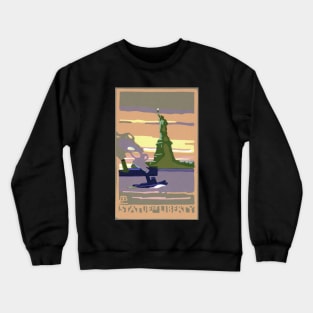 Vintage Travel Poster, Statue of Liberty Crewneck Sweatshirt